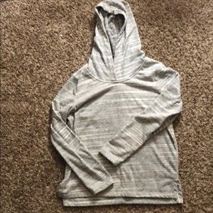 gap gray and white striped hoodie
